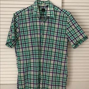 Hugo Boss Plaid (green/purple/yellow) Short Sleeve